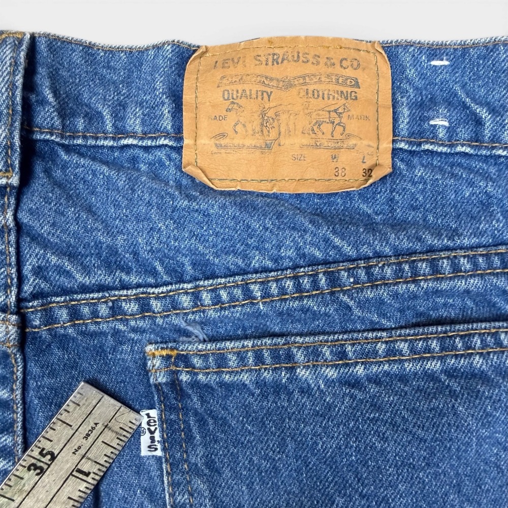 Levis 508 Mens Regular Fit Straight Leg Blue Jeans 38x32 White Tab Batwing